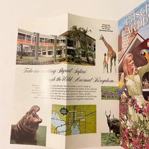 Vintage 1960s Busch Gardens Tampa Florida Wildlife Brochure Travel Brochure - Picture 6 of 10
